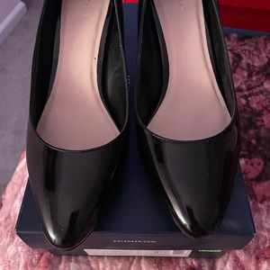 Cole Haan Lena Wedge Heel 8.5 B Black Patent EUC